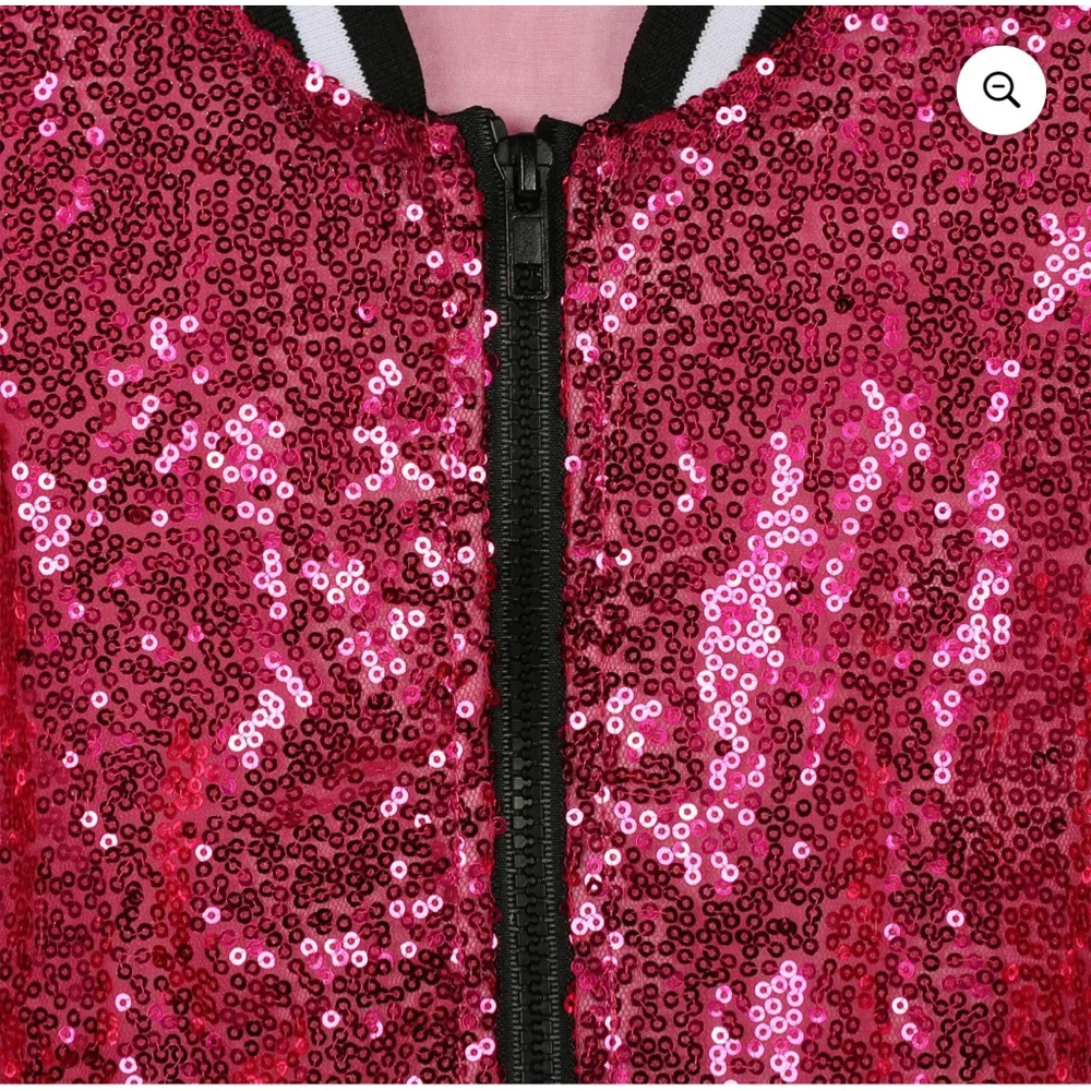 NEW Girls Halloween Pink Sequin Jacket One Size